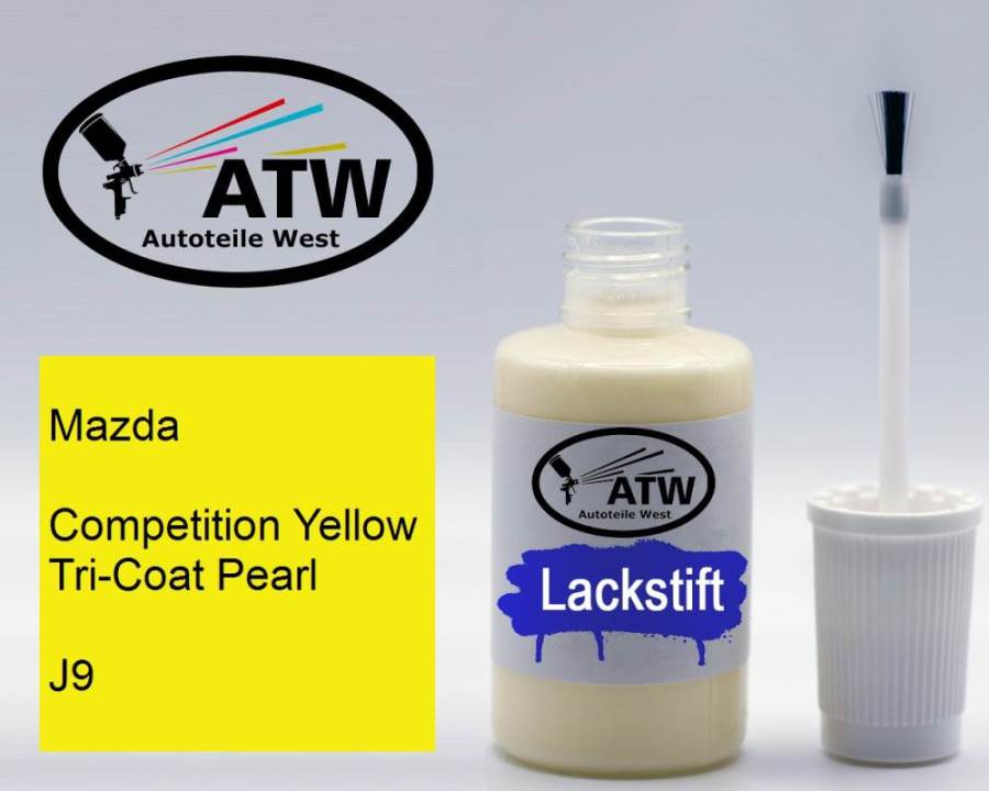 Mazda, Competition Yellow Tricoat Pearl, J9: 20ml Lackstift, von ATW Autoteile West.